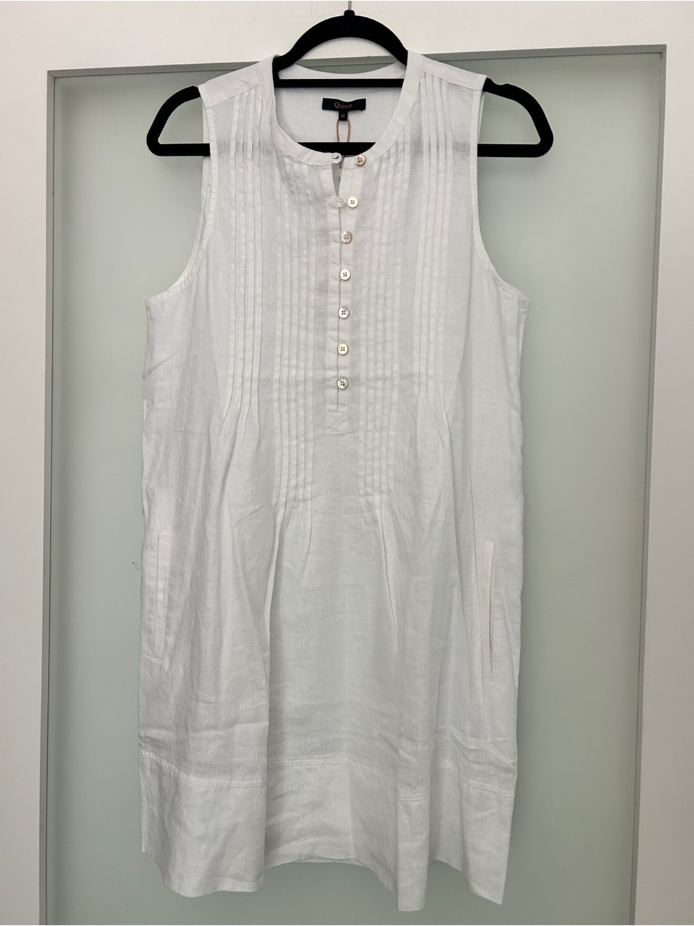 NEW QUINCE european linen sleeveless swing dress in white M